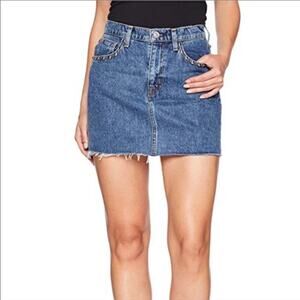 Hudson The Viper Denim Mini Skirt Studded Frayed Biker Cowgirl Jean Skirt 30